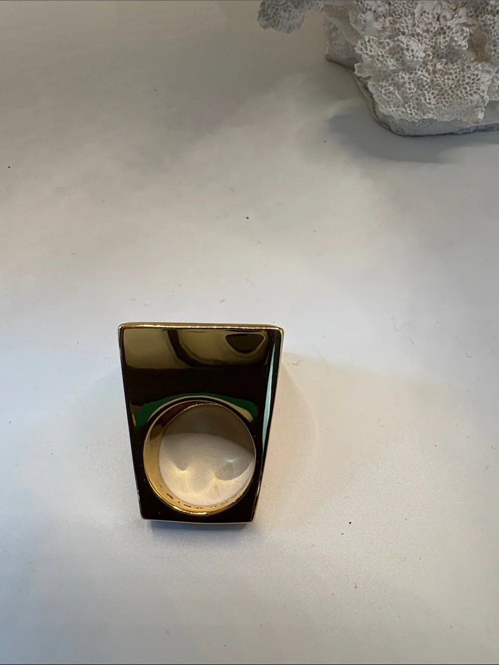 Trina Turk Gold Square Ring with Purple Inlay